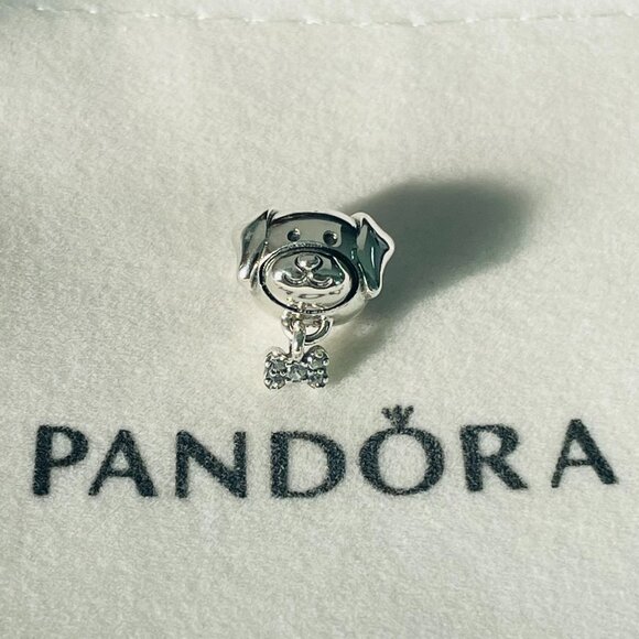 Pandora Pet Dog & Bon Dangle Charm Pendant, S925 Sterling Silver Jewelry - Picture 1 of 4